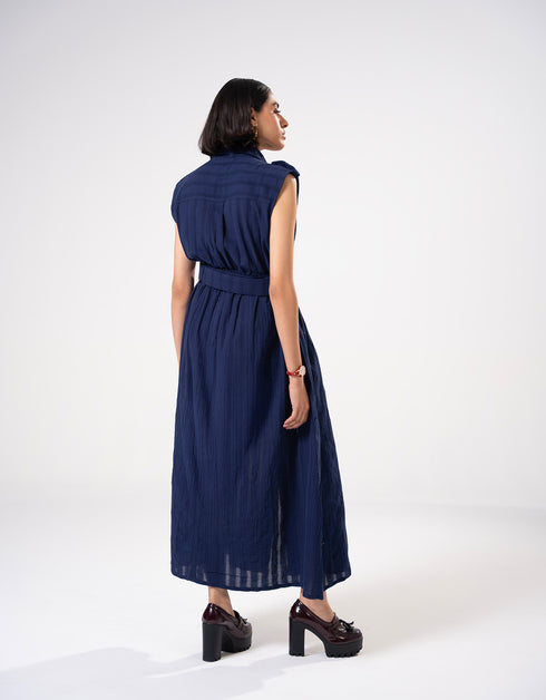 TEXTURED BUTTON DOWN DRESS